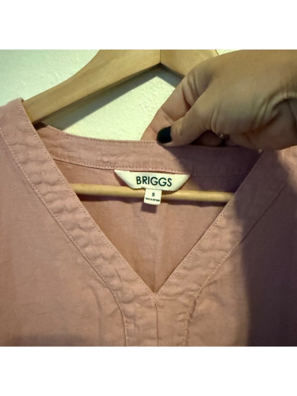 Briggs Pink Linen Blend Short Sleeve V-Neck Dress Sz Small - Picture 3 of 7